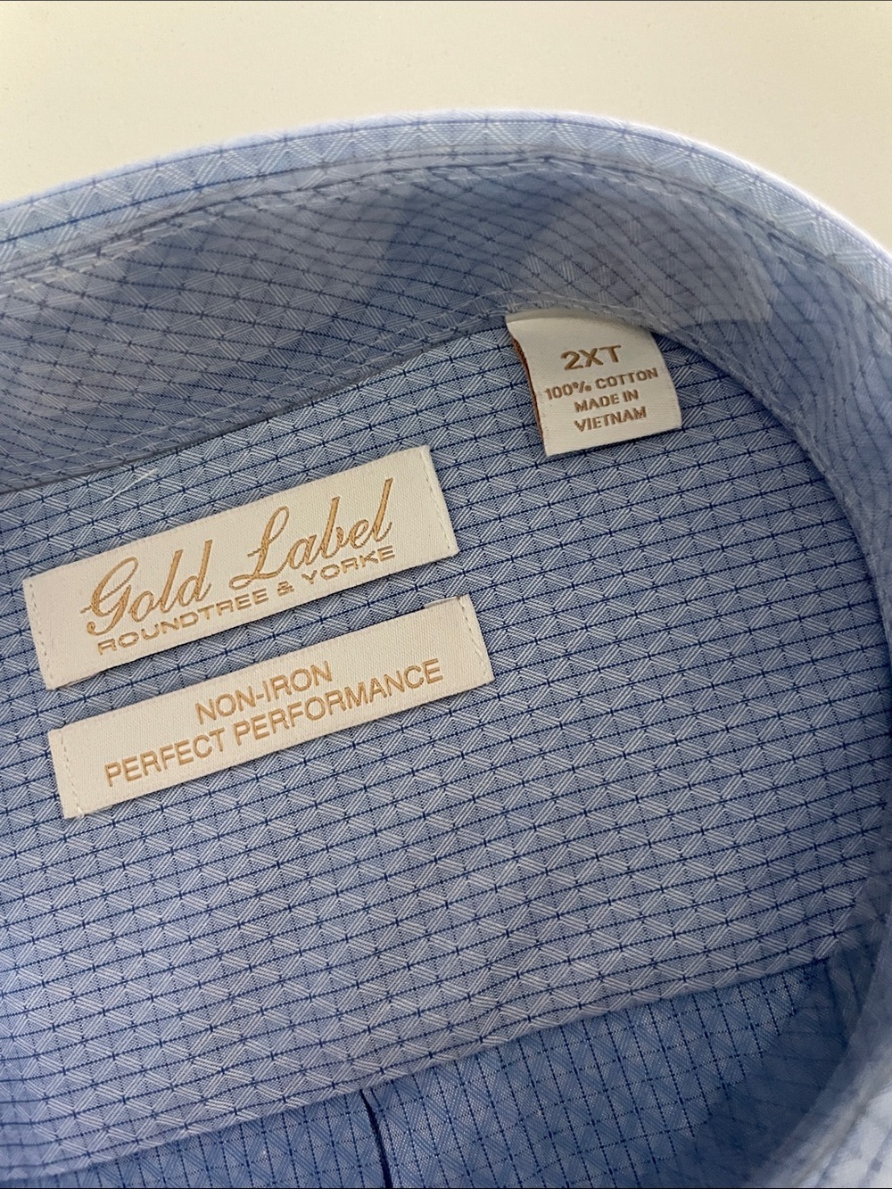 Roundtree & Yorke Light Blue Micro-Check Dress Shirt - Picture 4 of 7